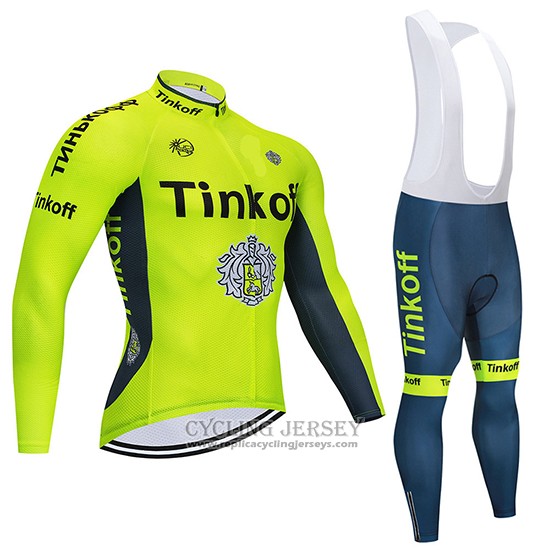 2020 Cycling Jersey Tinkoff Yellow Long Sleeve And Bib Tight